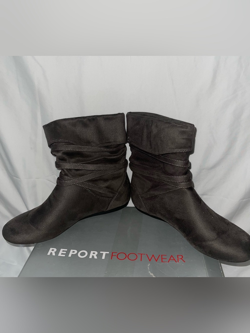 Report Footwear Grey Suede Slip On Ankle Boots Size 8.5 W